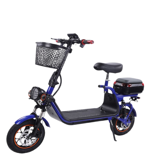 صورة سكوتر كهربائي أبو سلة الملون 2025 مع مقعد وسلة أمامية